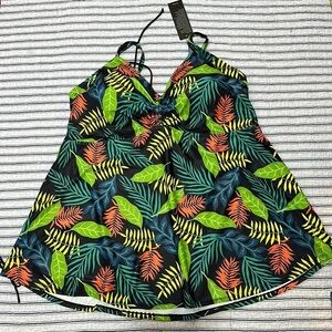 NWT HANNA NICHOLE Racerback Multi-Color Women's Bathing Suit Top 28W